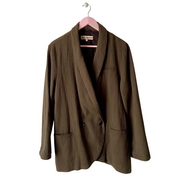 Free People Relaxed Olive Blazer Jacket - Picture 1 of 8